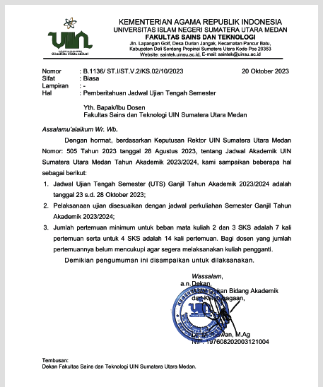 Pengumuman Jadwal UTS Ganjil TA 2023-2024 – Laboratorium FST